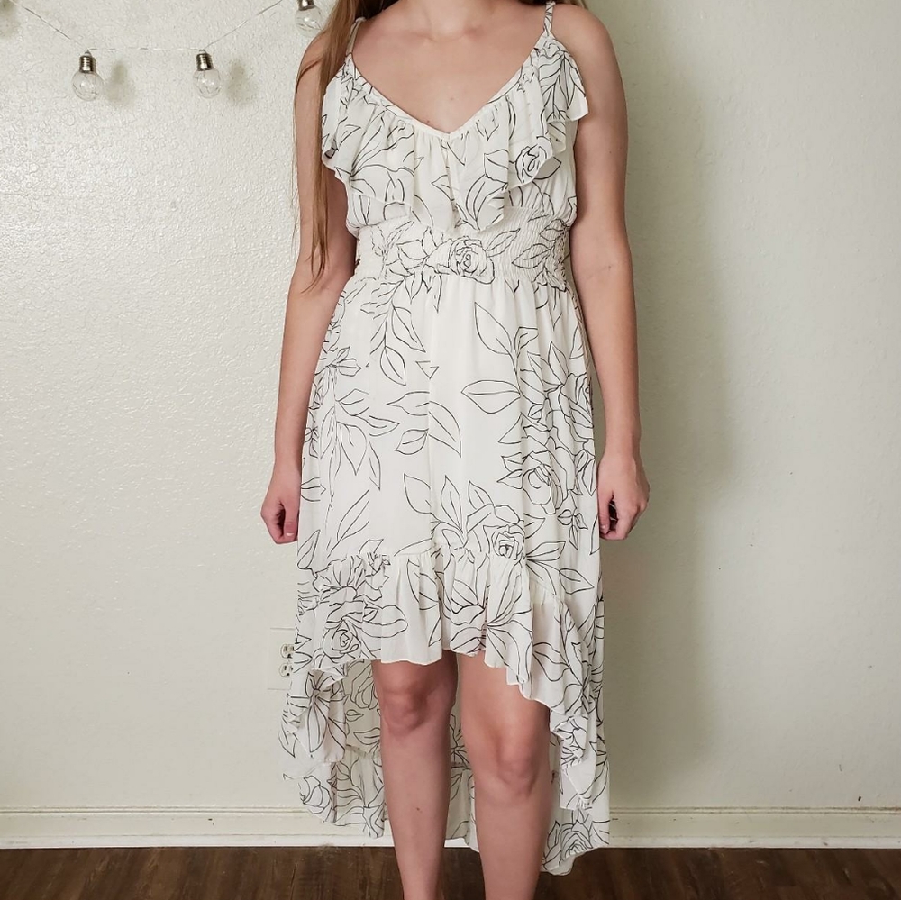 HeartSoul White & Black Rose High Low Dress